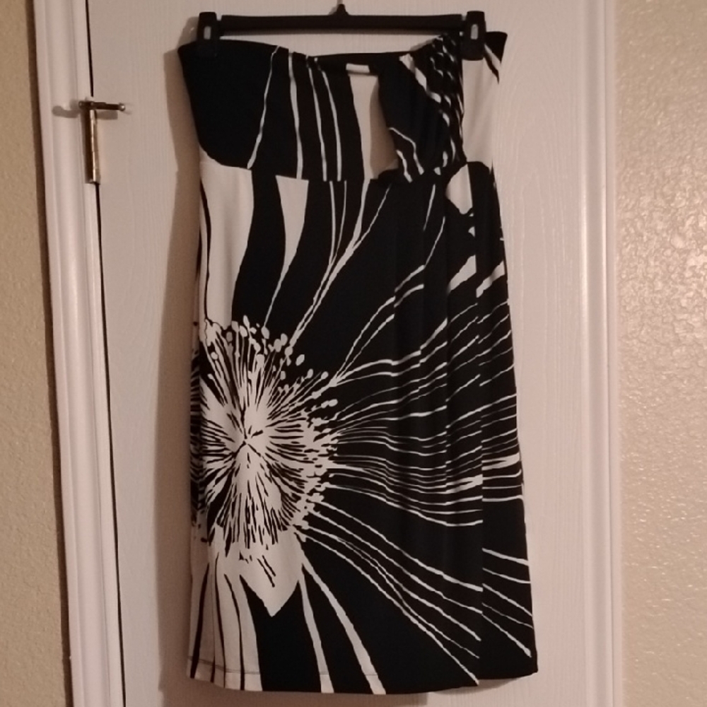 The Limited Black and White Strapless Dress